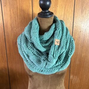Lorome Teal Green Chunky Cable Knit Infinity Scarf Circle Loop Soft Winter